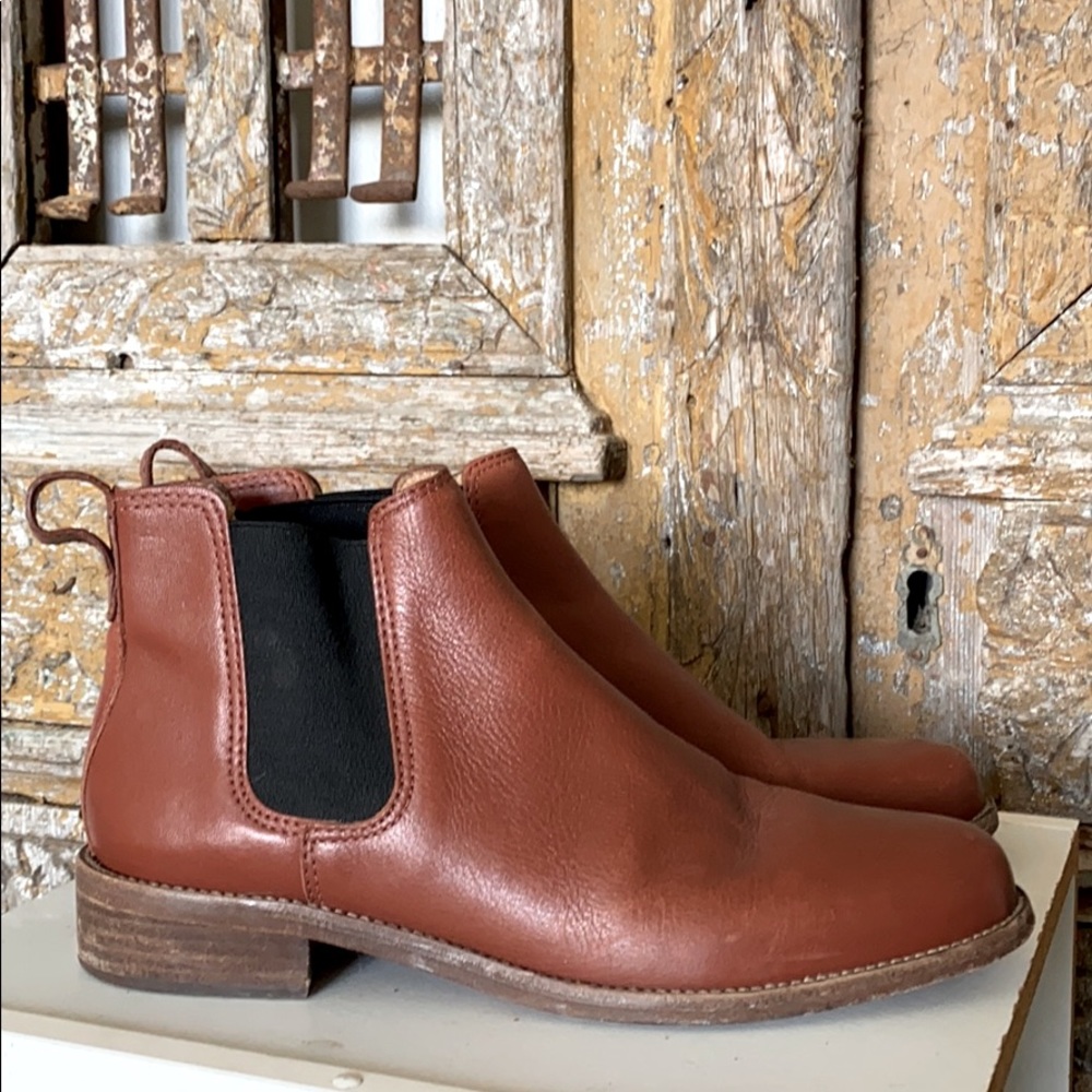 MADEWELL BROWN LEATHER ANKLE BOOTS 8.5